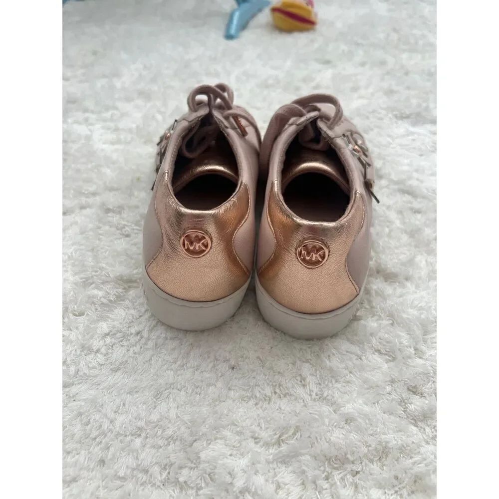 NWT Michael Kors MK Lola Sneaker Rose Gold 3D Flowers Soft Pink size 37/7 - Picture 5 of 7